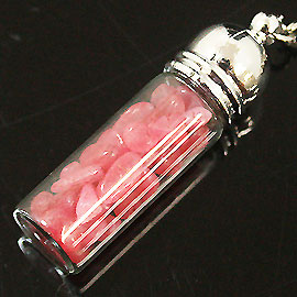 レッドクォーツ(Dyed Red Quartzite)/天然石チップ(さざれ/小石)の入ったお守りにぴったりの瓶キーホルダー☆ラッキーチップ