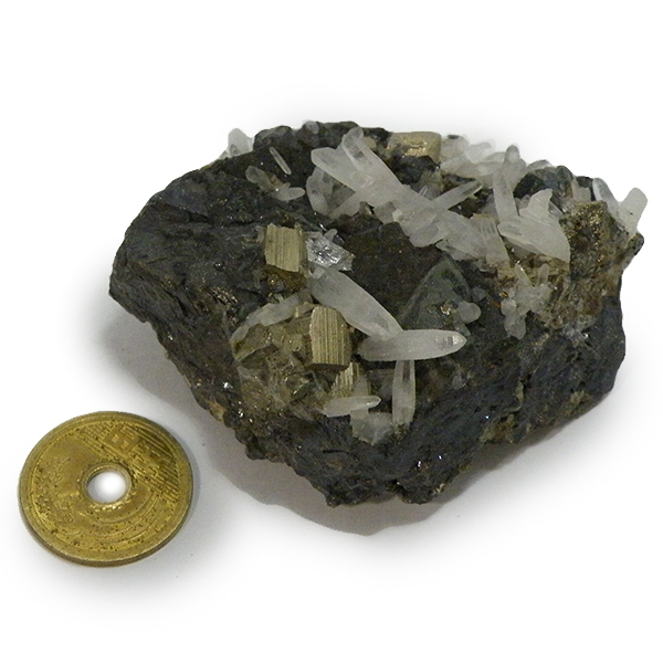 クォーツ水晶(Quartz)・パイライト(Pyrite)原石/クラスター