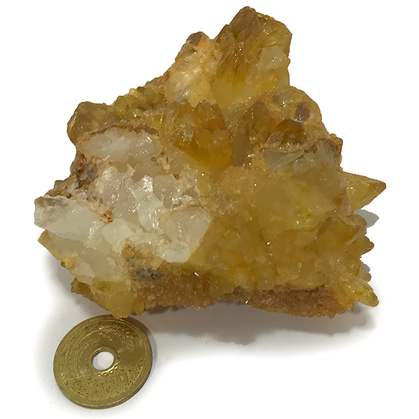クォーツ水晶(Quartz)黄色染め加工原石/クラスター