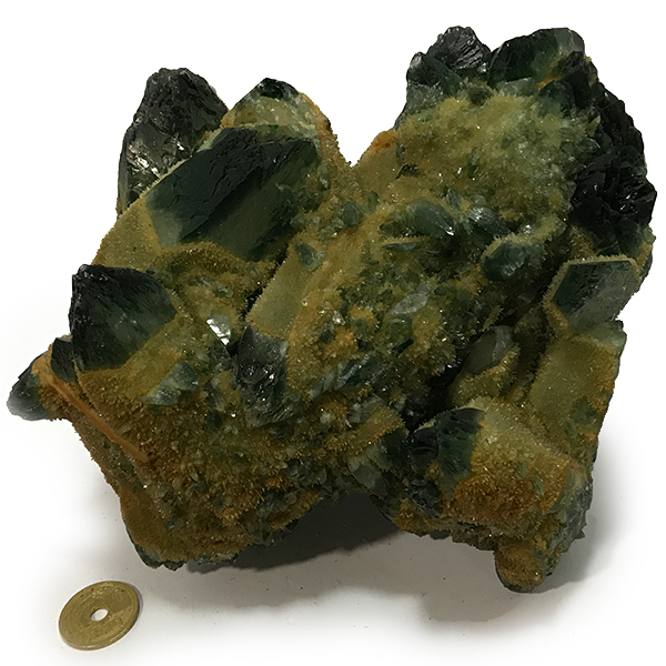 クォーツ水晶(Quartz)緑色染め加工原石/クラスター