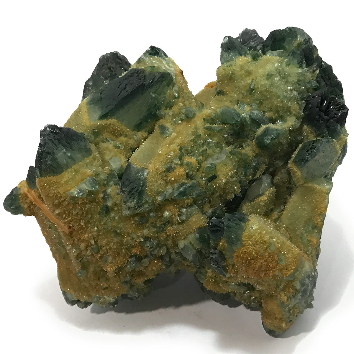 クォーツ水晶(Quartz)緑色染め加工クラスター