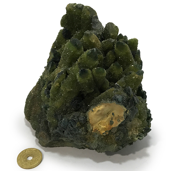 クォーツ水晶(Quartz)緑色染め加工原石/クラスター
