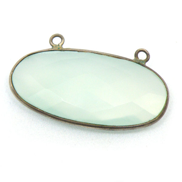 ブルーカルセドニー(Blue chalcedony)/silverYG(イエローコーティング)/ジェムターミナルパーツ