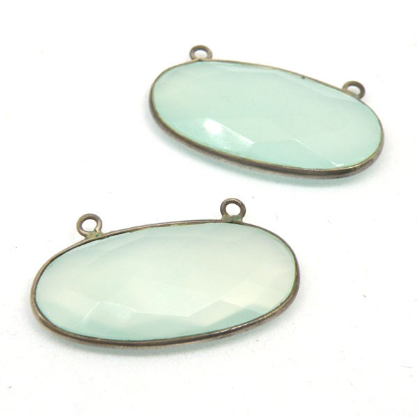 ブルーカルセドニー(Blue chalcedony)/silverYG(イエローコーティング)/ジェムターミナルパーツ