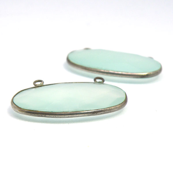 ブルーカルセドニー(Blue chalcedony)/silverYG(イエローコーティング)/ジェムターミナルパーツ