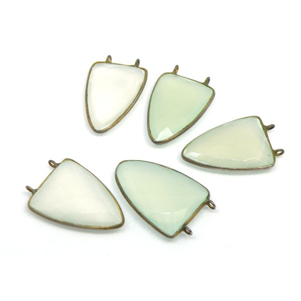 グリーンカルセドニー(Green chalcedony)/silverYG(イエローコーティング)/ジェムターミナルパーツ