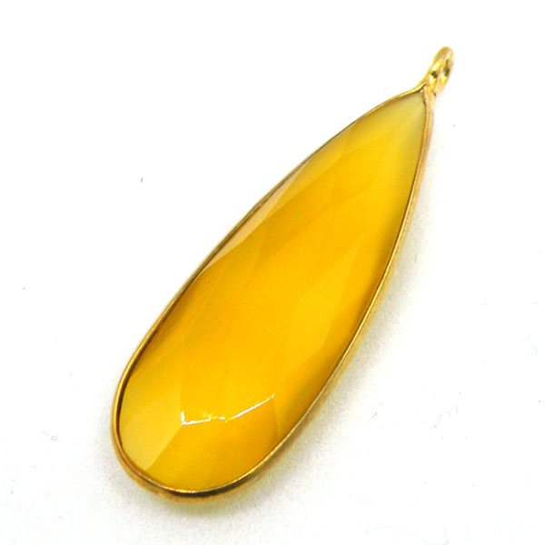 イエローカルセドニー(Yellow chalcedony)/silverYG(イエローコーティング)/ジェムターミナルパーツ
