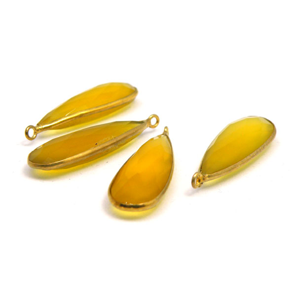 イエローカルセドニー(Yellow chalcedony)/silverYG(イエローコーティング)/ジェムターミナルパーツ