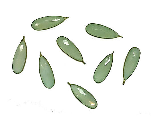 グリーンカルセドニー(Green chalcedony)/silverYG(イエローコーティング)/ジェムターミナルパーツ