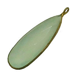 グリーンカルセドニー(Green chalcedony)/silverYG(イエローコーティング)/ジェムターミナルパーツ