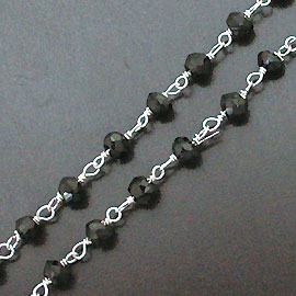 ブラックスピネル(black spinel)/天然石めがね留めチェーン