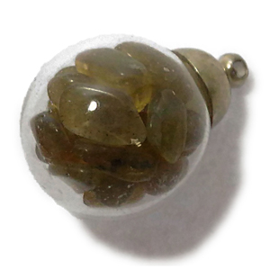 ラブラドライト(Labradorite)/天然石チップ(さざれ/小石)の入ったチャームにぴったりの丸型瓶パーツ☆ラッキーチップ