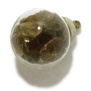 スモーキークォーツ(Smoky Quartz)/天然石チップ(さざれ/小石)の入ったチャームにぴったりの丸型瓶パーツ☆ラッキーチップ