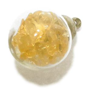 シトリン(Citrine)/天然石チップ(さざれ/小石)の入ったチャームにぴったりの丸型瓶パーツ☆ラッキーチップ