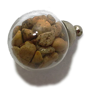 ピクチャージャスパー(Picture Jasper)/天然石チップ(さざれ/小石)の入ったチャームにぴったりの丸型瓶パーツ☆ラッキーチップ