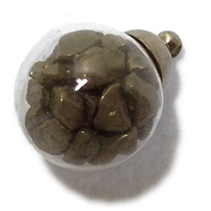 パイライト(Pyrite)/天然石チップ(さざれ/小石)の入ったチャームにぴったりの丸型瓶パーツ☆ラッキーチップ
