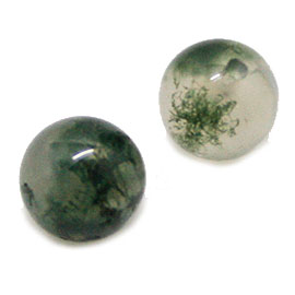 モスアゲート(Moss agate)/丸玉パーツ(穴あり)