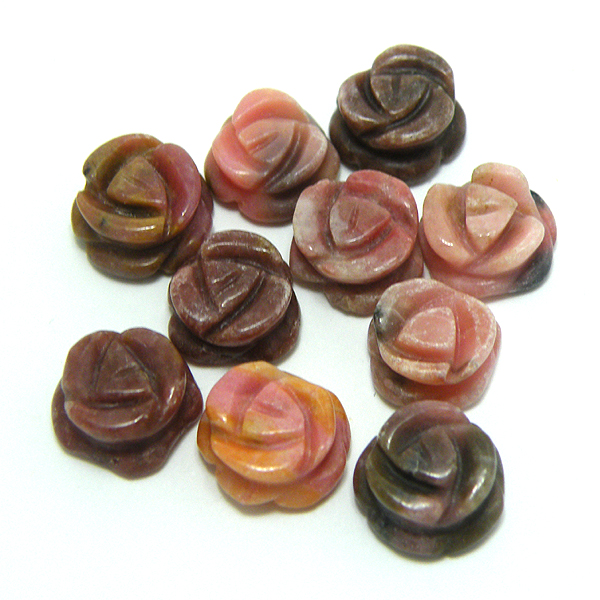 ロードナイト(Rhodonite)/フラワーパーツ(片穴)