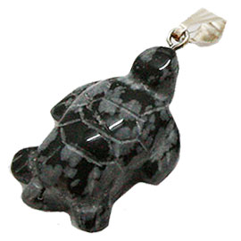 スノーフレークオプシディアン(snowflake obsidian)/カメ亀かめペンダントパーツ
