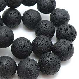 黒溶岩石(Black lava)丸玉ビーズ