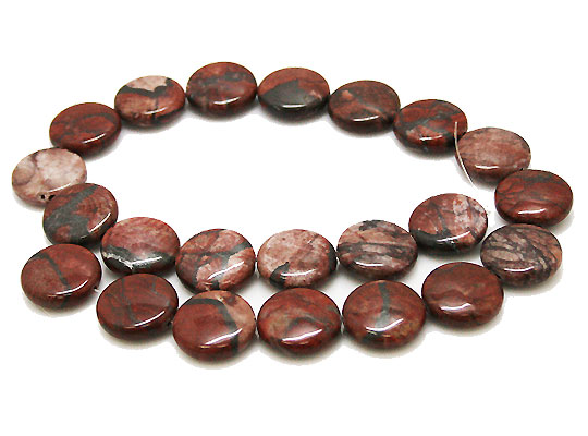 プレシエイティッドジャスパー(Breciated Jasper)コインビーズ