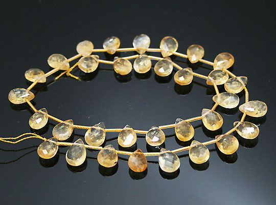 シトリン(citrine)ペアシェイプカットビーズ