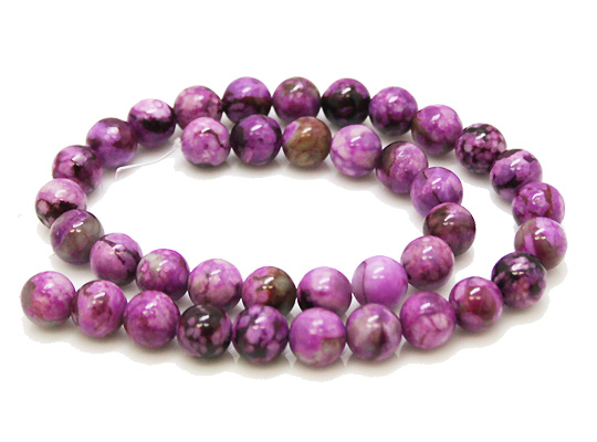 パープルフラワージャスパー(Purple Flower Jasper)(染め)/丸玉ビーズ