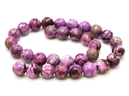 パープルフラワージャスパー(Purple Flower Jasper)(染め)/丸玉ビーズ