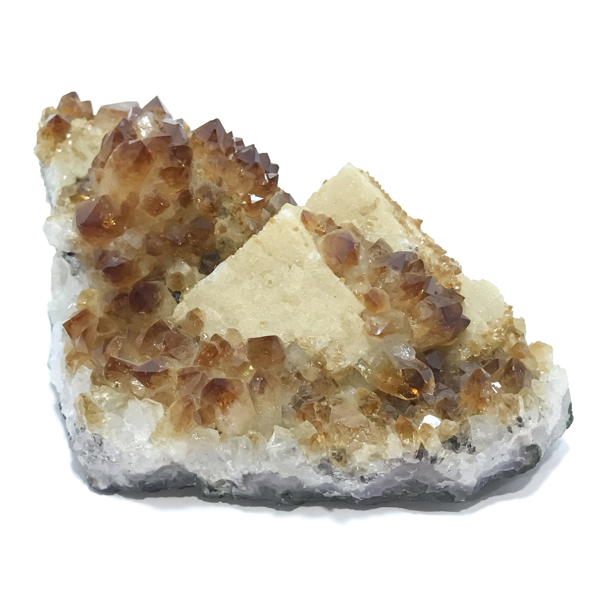 シトリン(Citrine)クラスターカルサイト付 ブラジル産クラスター