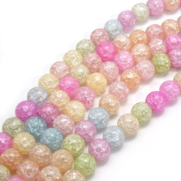 マルチカラークラック水晶(Crack quartz multicolor)天然石ビーズ 販売
