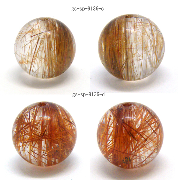 ブラウンルチルクォーツ(Rutile quartz)天然石ビーズ 販売