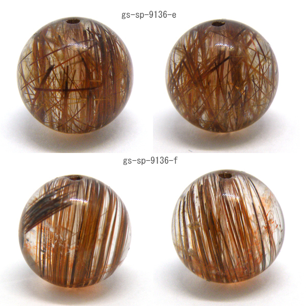 ブラウンルチルクォーツ(Rutile quartz)天然石ビーズ 販売