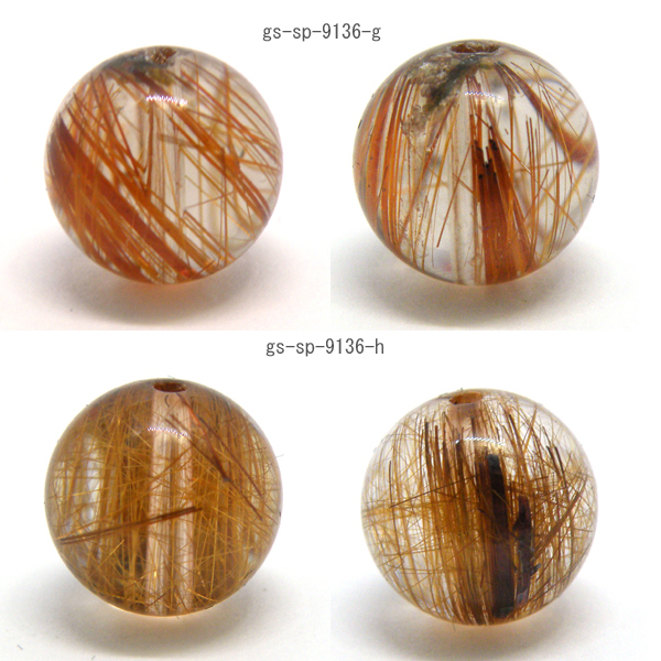 ブラウンルチルクォーツ(Rutile quartz)天然石ビーズ 販売